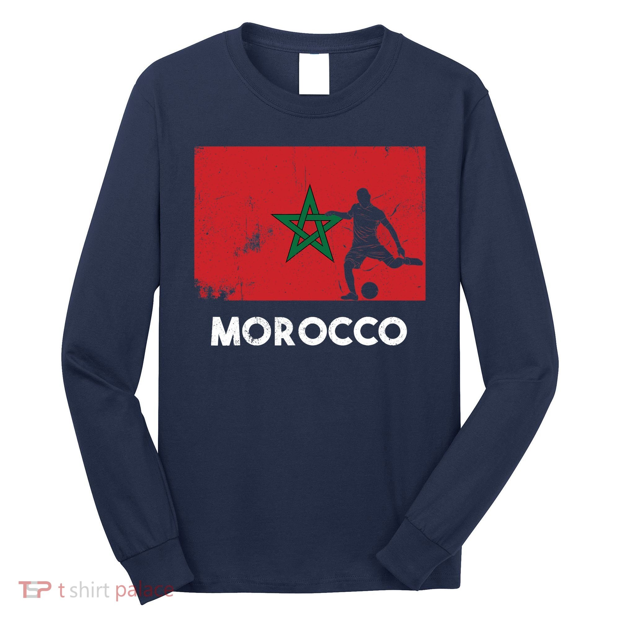 Morocco Flag Soccer Football Jersey Morocco Fan Long Sleeve Shirt