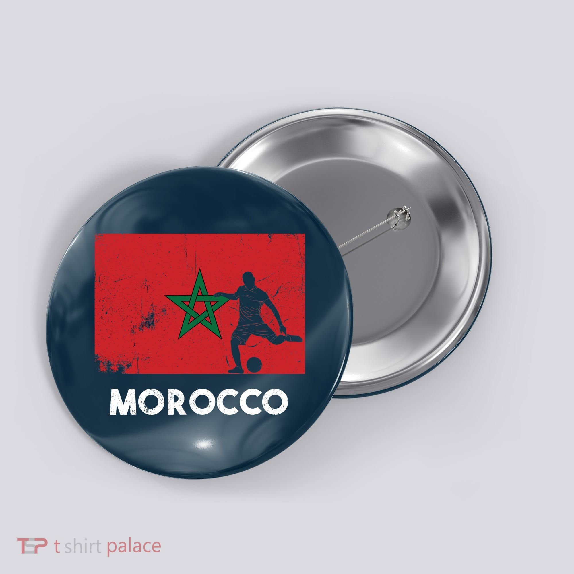 Morocco Flag Soccer Football Jersey Morocco Fan Button