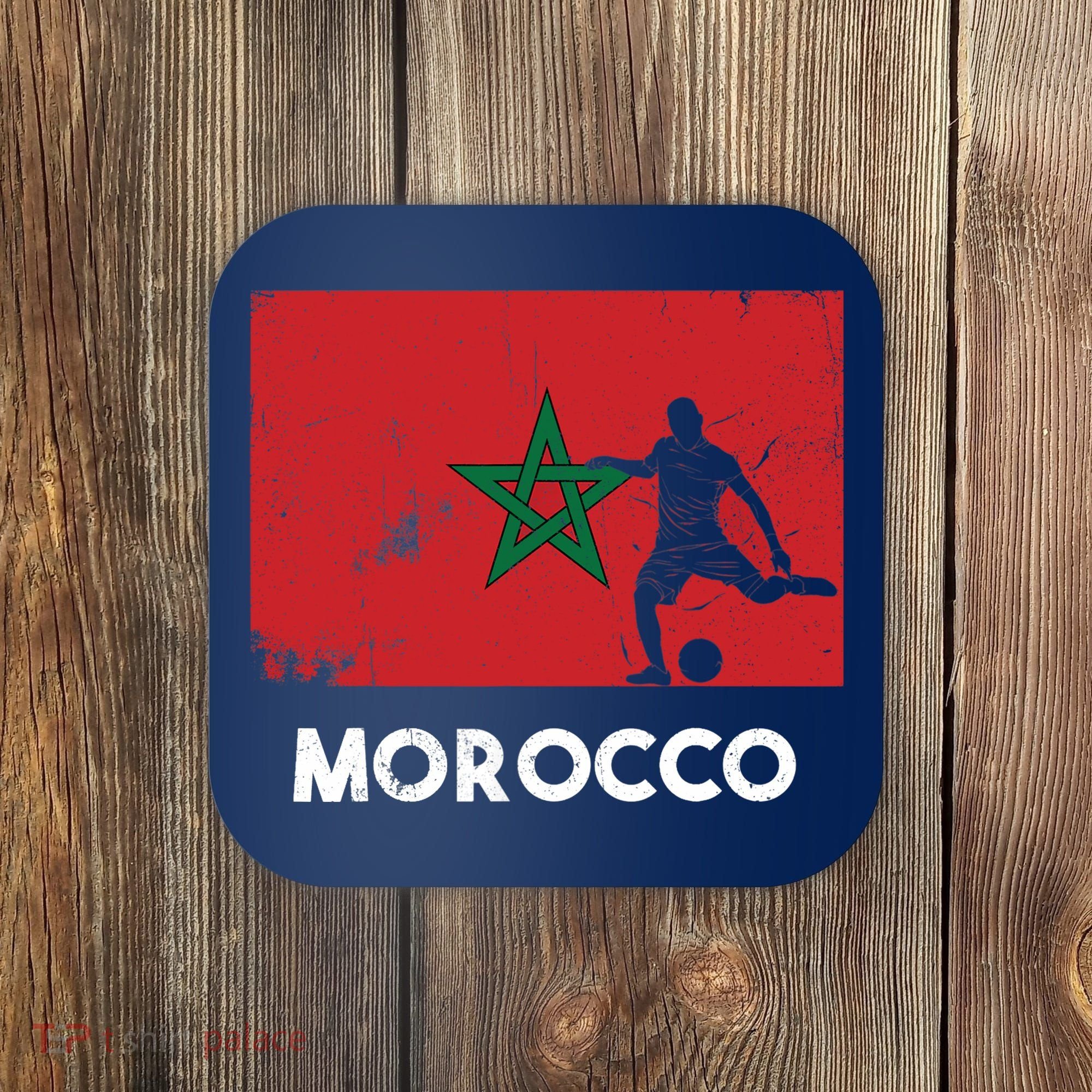 Morocco Flag Soccer Football Jersey Morocco Fan Coaster