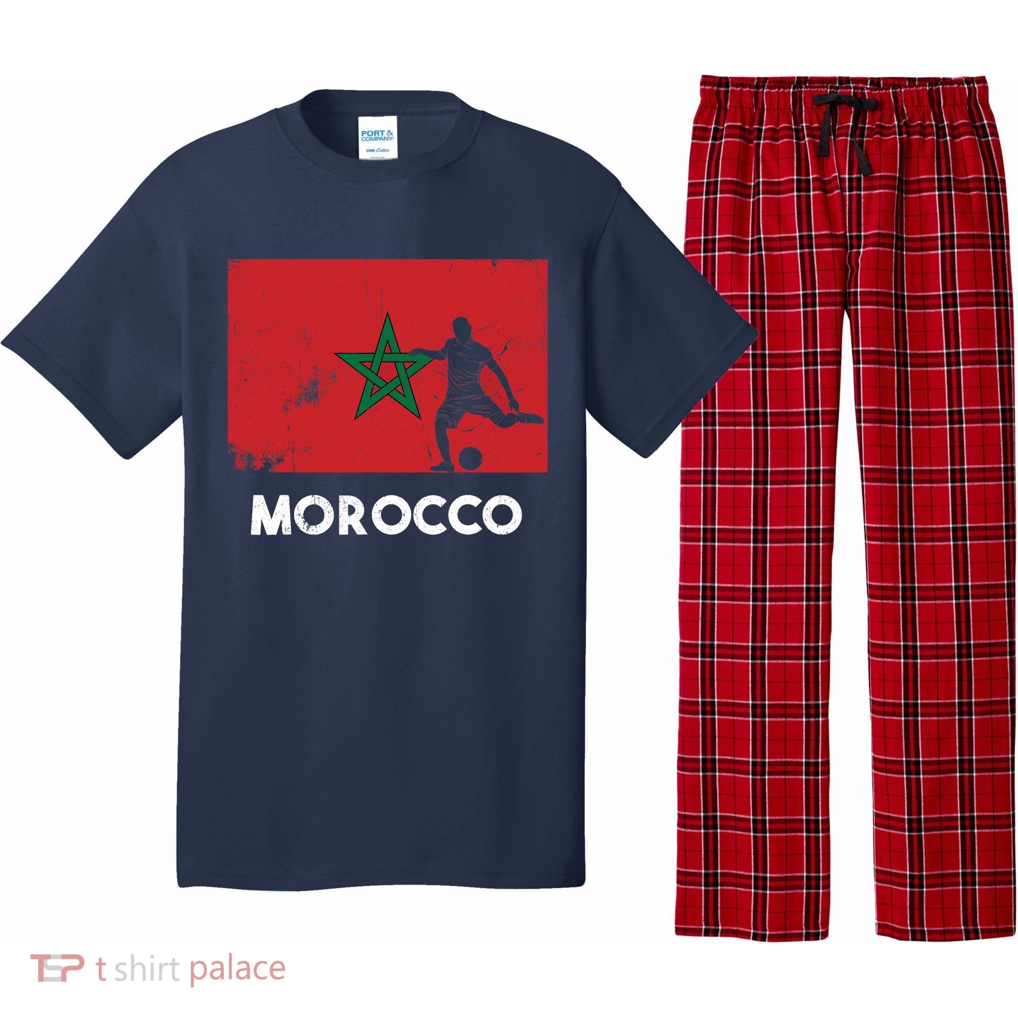 Morocco Flag Soccer Football Jersey Morocco Fan Pajama Set