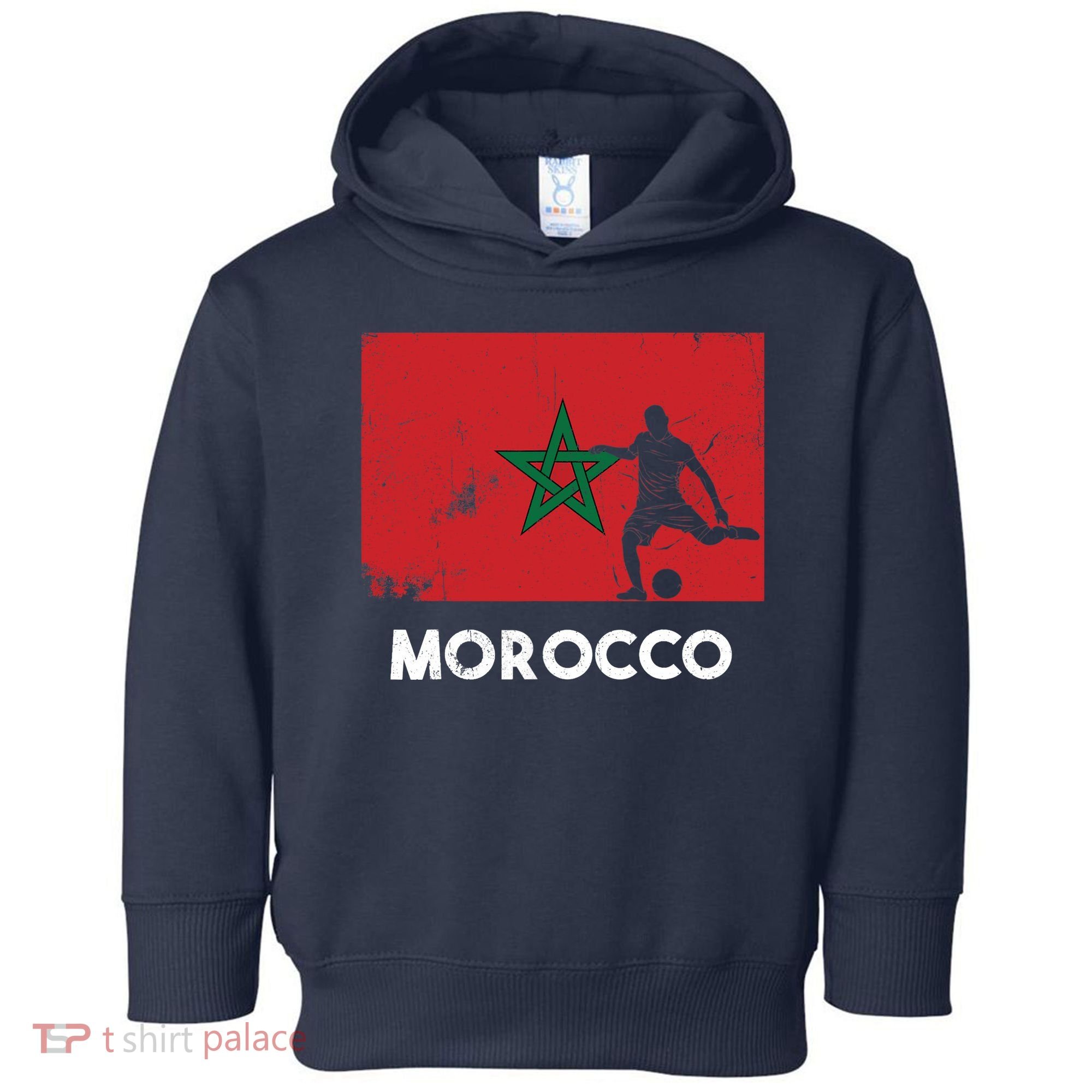 Morocco Flag Soccer Football Jersey Morocco Fan Toddler Hoodie