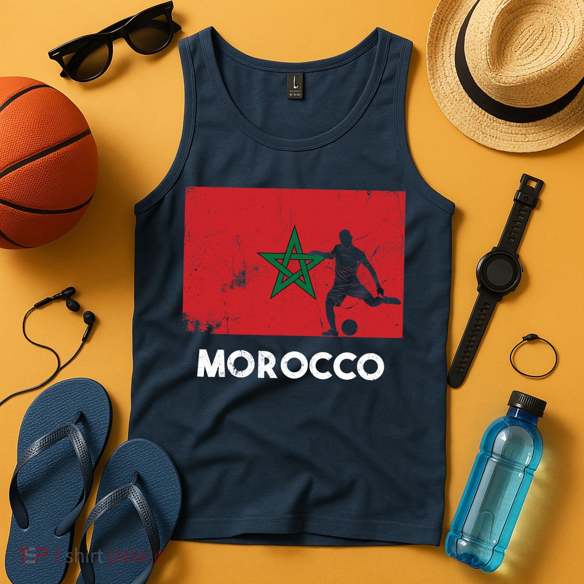 Morocco Flag Soccer Football Jersey Morocco Fan Tank Top
