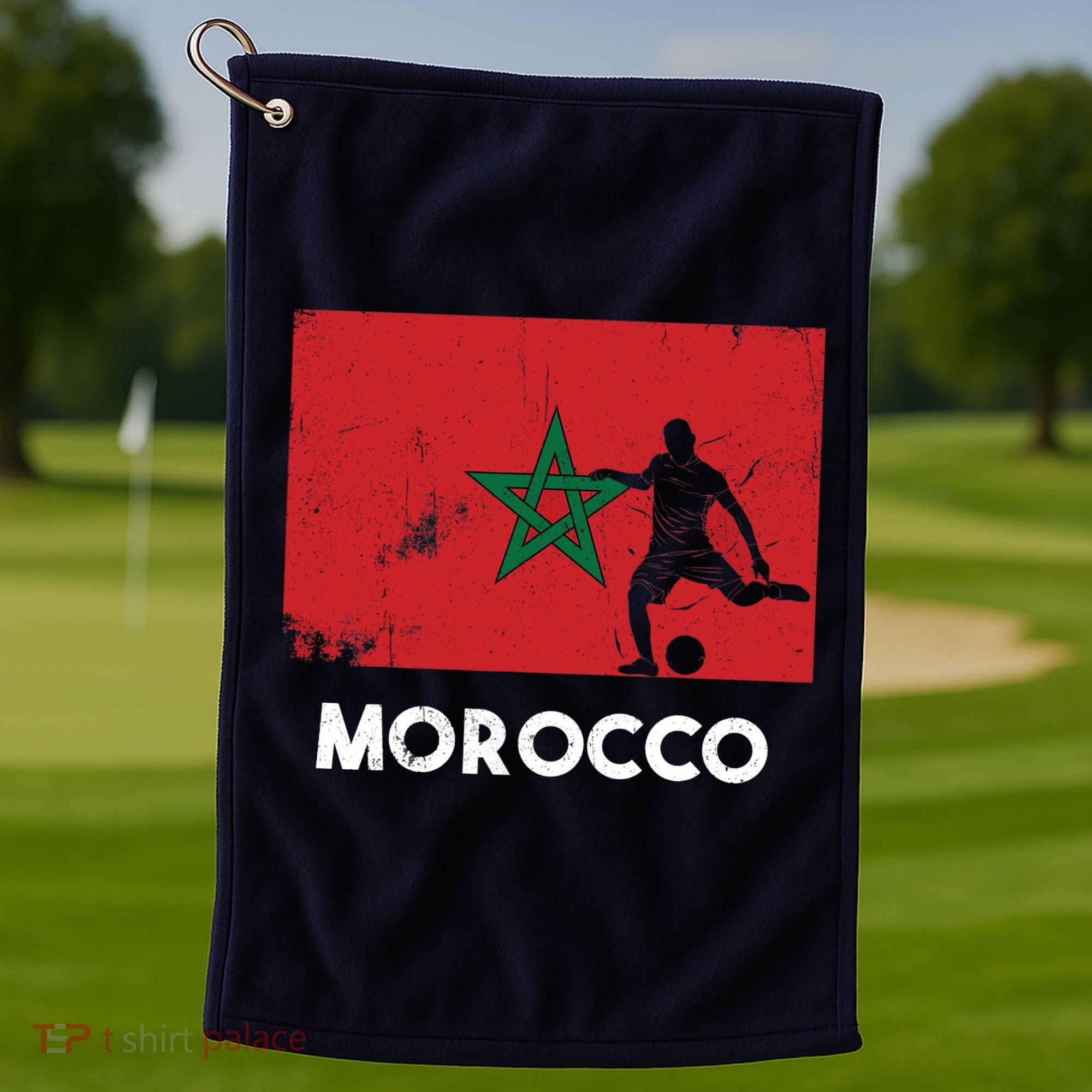 Morocco Flag Soccer Football Jersey Morocco Fan Golf Towel