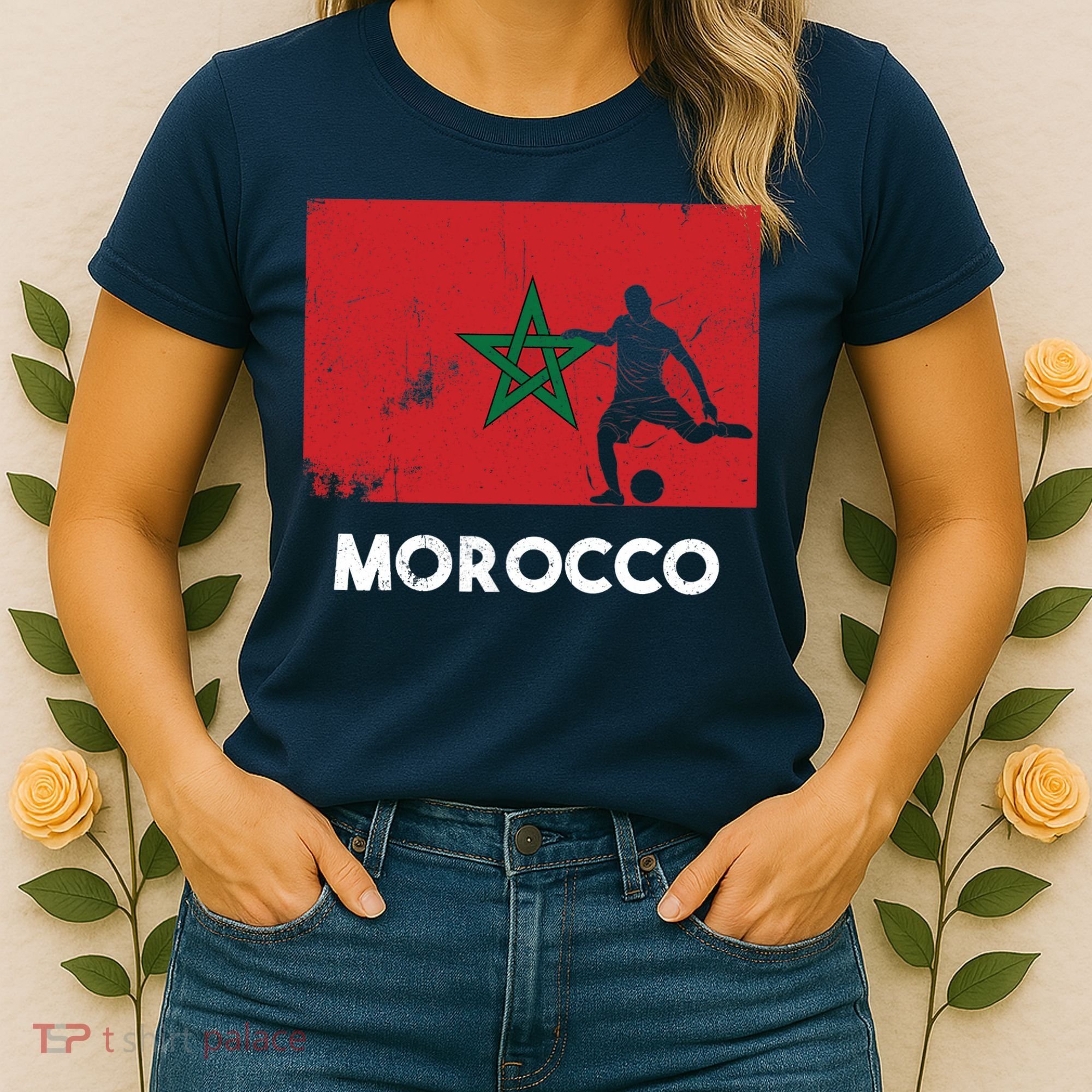 Morocco Flag Soccer Football Jersey Morocco Fan Women's T-Shirt