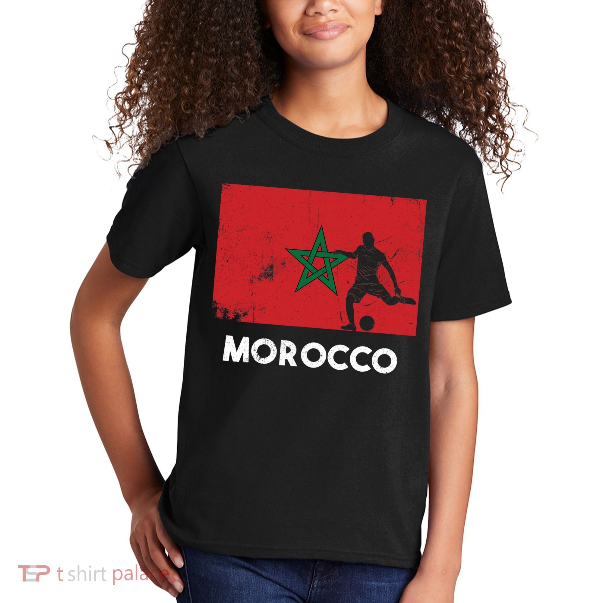 Morocco Flag Soccer Football Jersey Morocco Fan Kids T-Shirt
