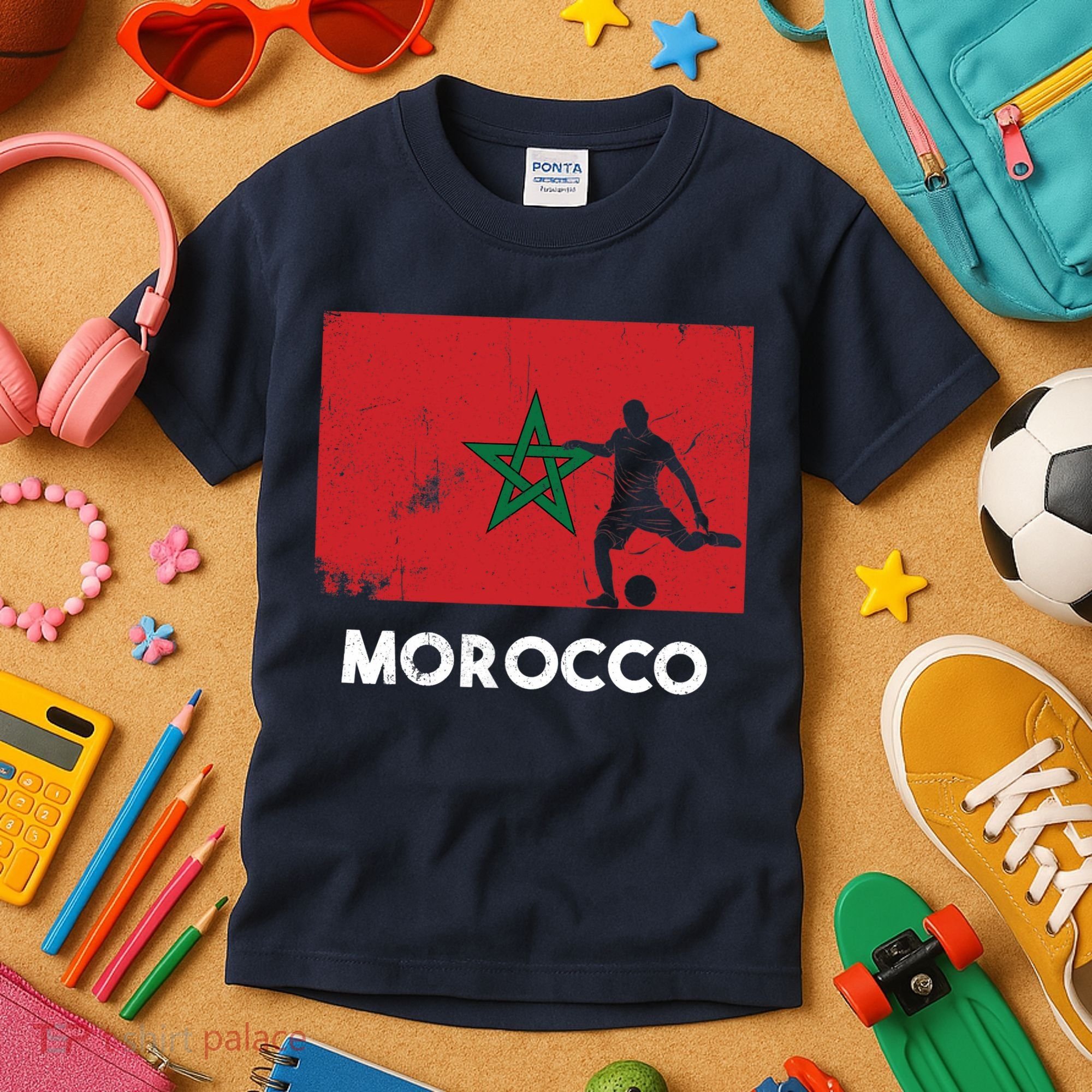 Morocco Flag Soccer Football Jersey Morocco Fan Kids T-Shirt
