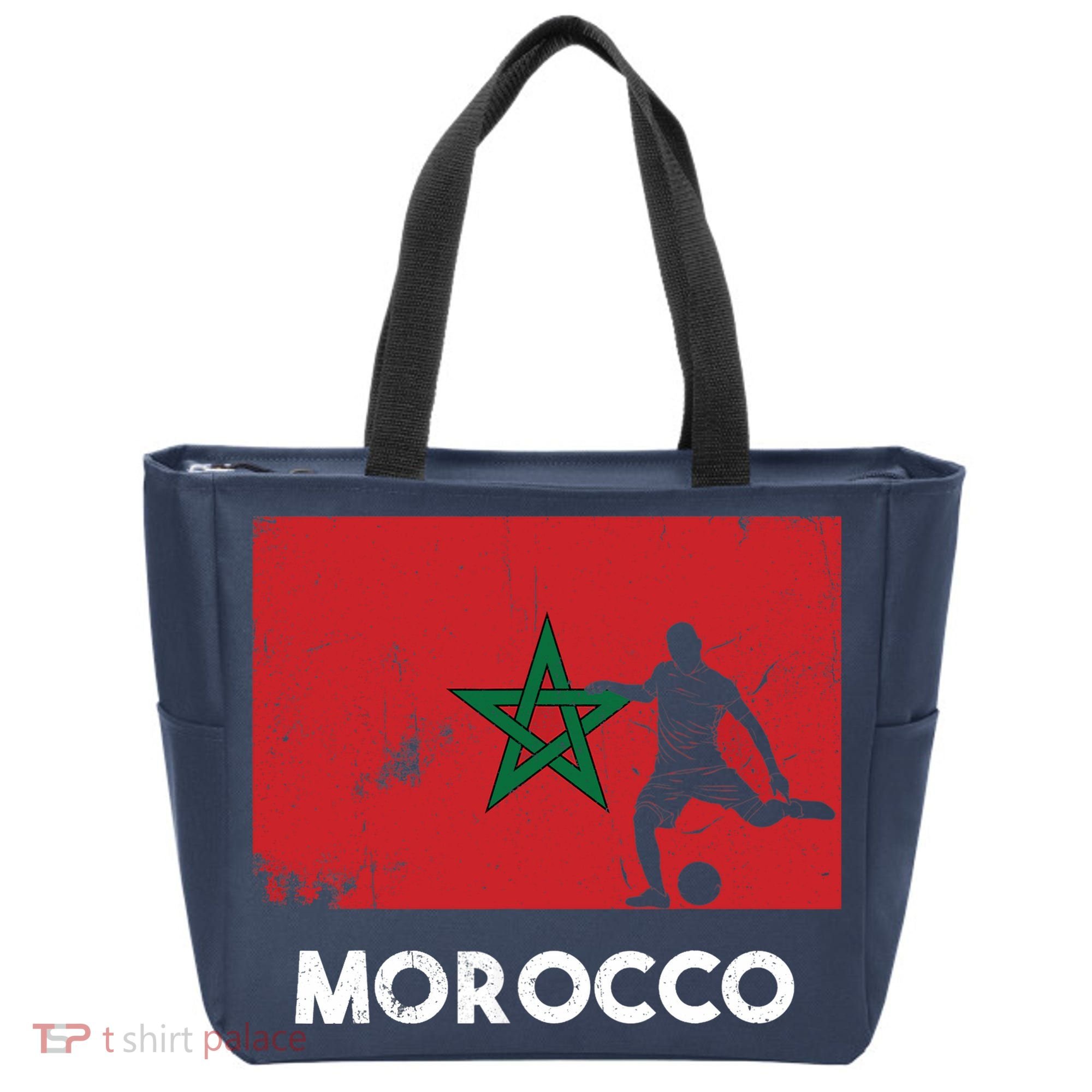Morocco Flag Soccer Football Jersey Morocco Fan Tote Bag