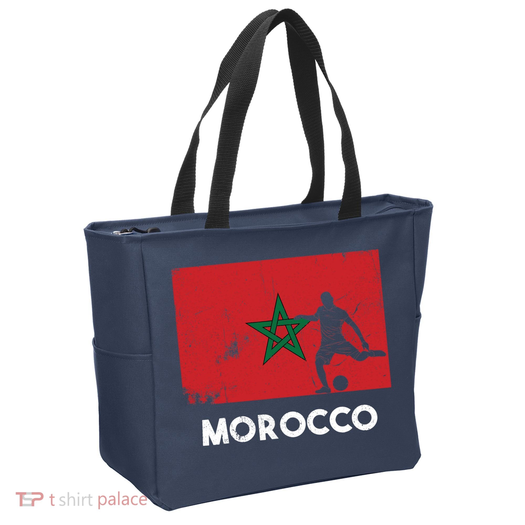 Morocco Flag Soccer Football Jersey Morocco Fan Tote Bag