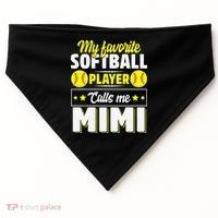 My Favorite Softball Player Calls Me Mimi Mother's DayGift USA-Made Doggie Bandana thumb 0