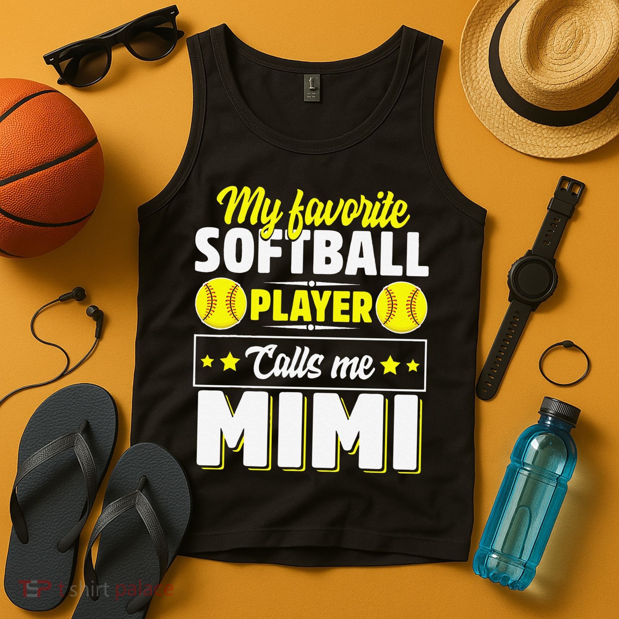 My Favorite Softball Player Calls Me Mimi Mother's DayGift Tank Top