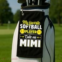 My Favorite Softball Player Calls Me Mimi Mother's DayGift Golf Towel thumb 2
