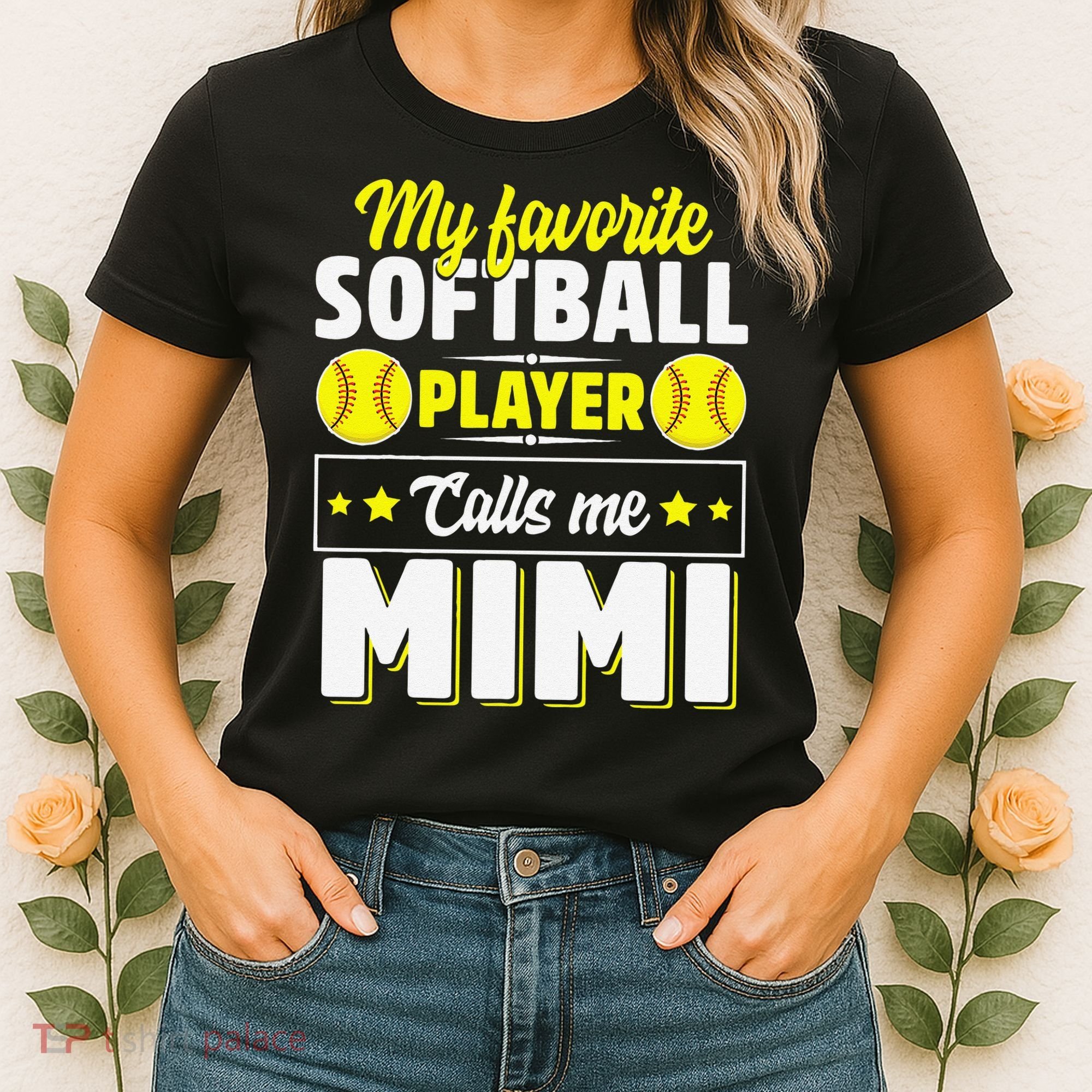 My Favorite Softball Player Calls Me Mimi Mother's DayGift Women's T-Shirt