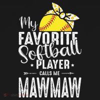 My Favorite Softball Player Calls Me Mawmaw Bucket Hat thumb 4