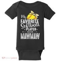 My Favorite Softball Player Calls Me Mawmaw Baby Bodysuit thumb 0