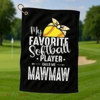 My Favorite Softball Player Calls Me Mawmaw Golf Towel thumb 1