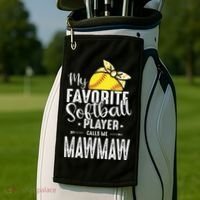 My Favorite Softball Player Calls Me Mawmaw Golf Towel thumb 2