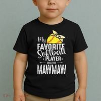 My Favorite Softball Player Calls Me Mawmaw Toddler T-Shirt thumb 2