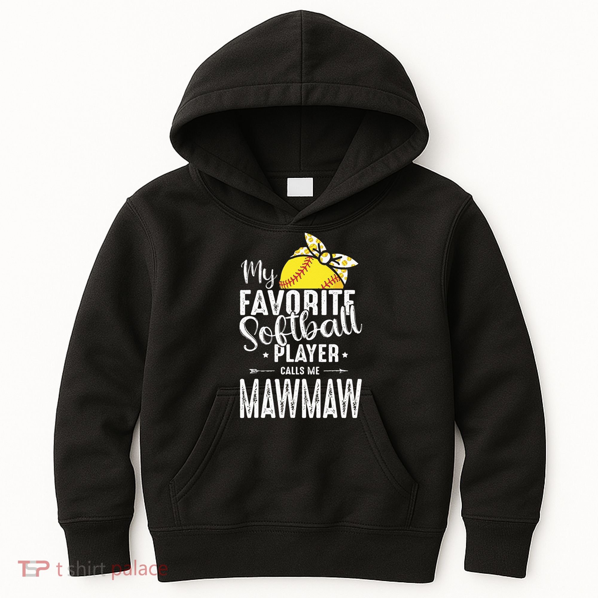 My Favorite Softball Player Calls Me Mawmaw Kids Hoodie