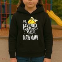 My Favorite Softball Player Calls Me Mawmaw Kids Hoodie thumb 3