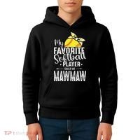 My Favorite Softball Player Calls Me Mawmaw Kids Hoodie thumb 4