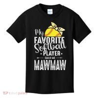 My Favorite Softball Player Calls Me Mawmaw Kids T-Shirt thumb 0