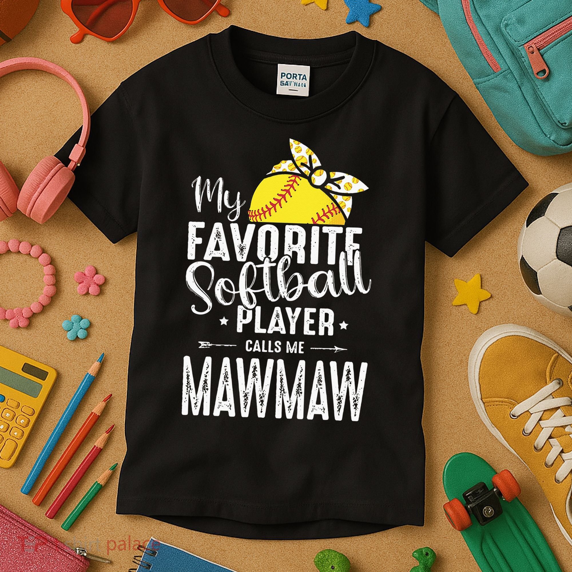 My Favorite Softball Player Calls Me Mawmaw Kids T-Shirt