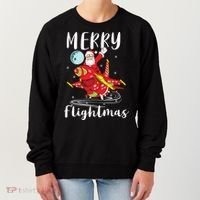 Merry Flightmas Santa Claus Pilot Flying Airplane Aviation Cool Gift Women's Sweatshirt thumb 0