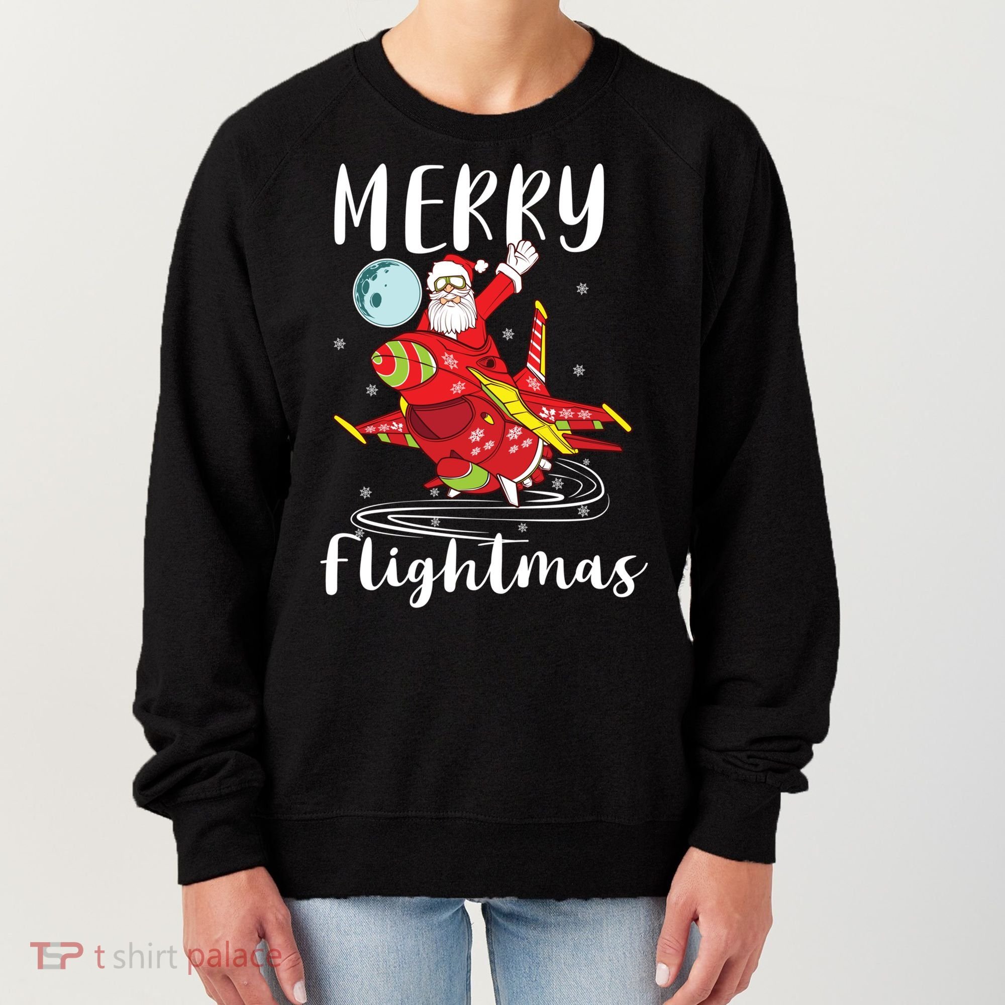Merry Flightmas Santa Claus Pilot Flying Airplane Aviation Cool Gift Women's Sweatshirt