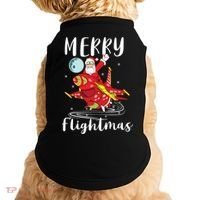 Merry Flightmas Santa Claus Pilot Flying Airplane Aviation Cool Gift Doggie Tank thumb 0