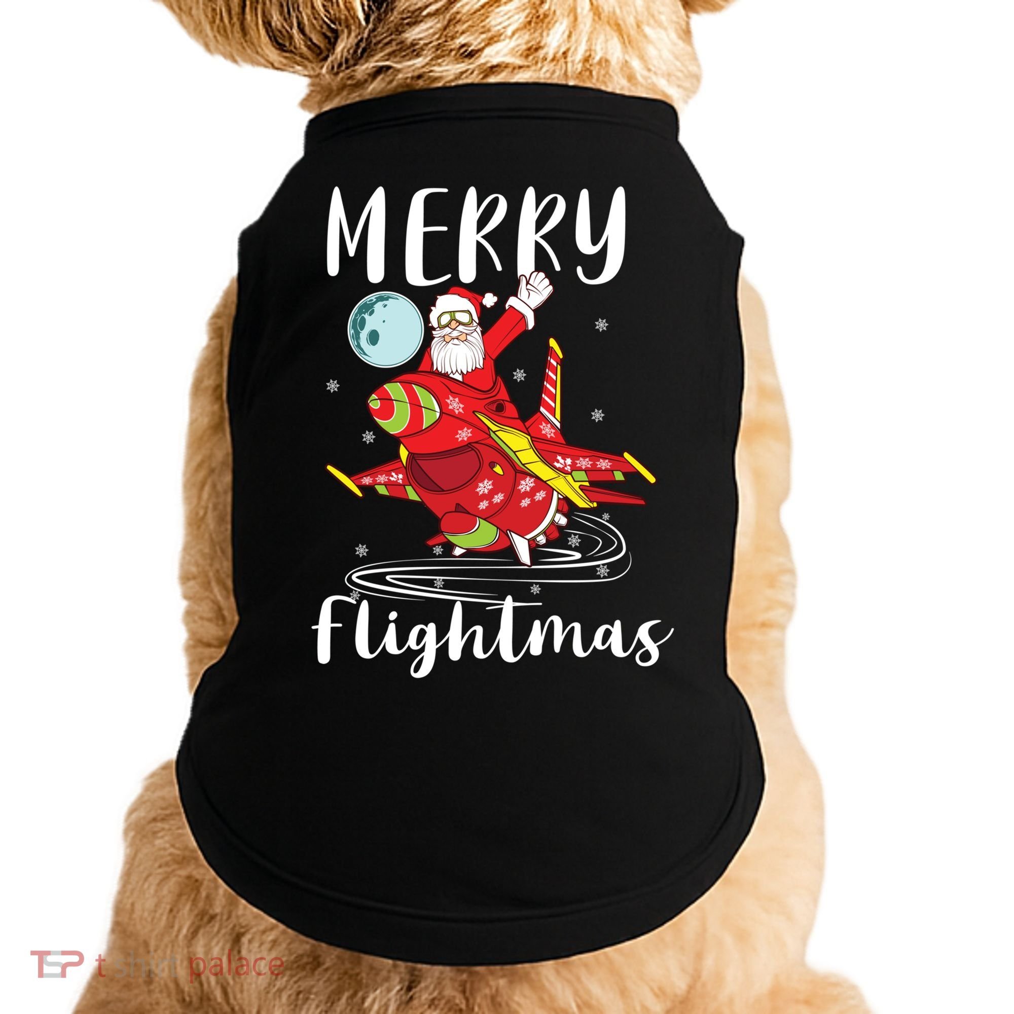 Merry Flightmas Santa Claus Pilot Flying Airplane Aviation Cool Gift Doggie Tank