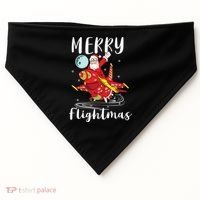 Merry Flightmas Santa Claus Pilot Flying Airplane Aviation Cool Gift USA-Made Doggie Bandana thumb 0