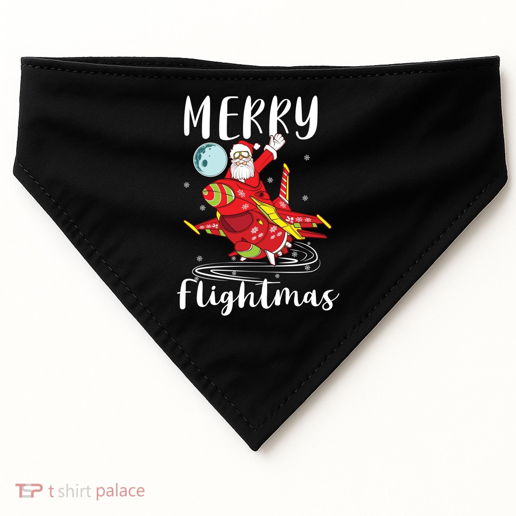 Merry Flightmas Santa Claus Pilot Flying Airplane Aviation Cool Gift USA-Made Doggie Bandana