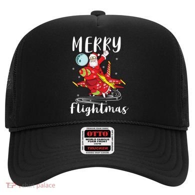Merry Flightmas Santa Claus Pilot Flying Airplane Aviation Cool Gift Hat