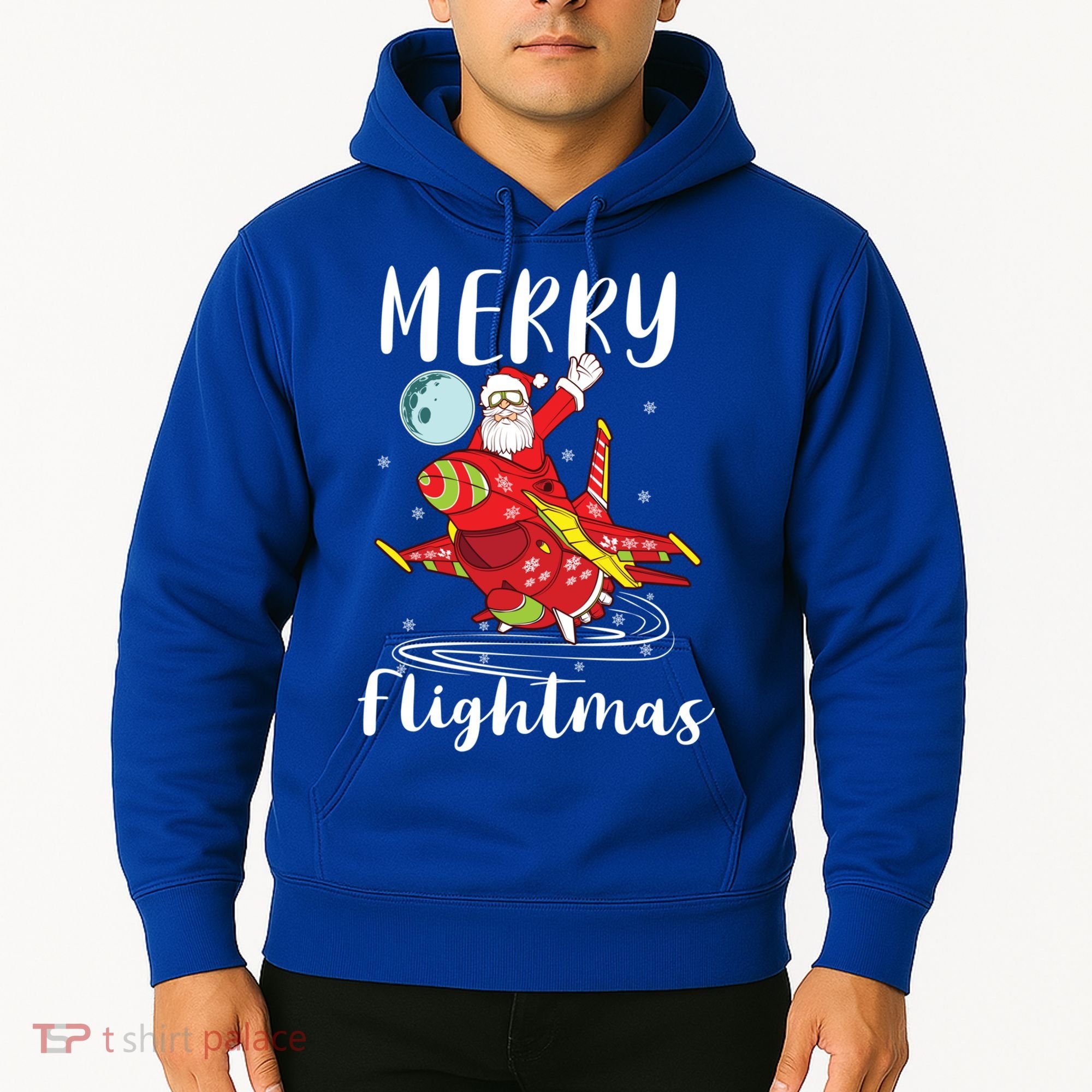 Merry Flightmas Santa Claus Pilot Flying Airplane Aviation Cool Gift Hoodie
