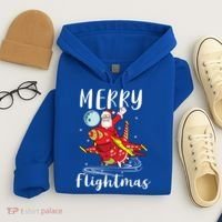 Merry Flightmas Santa Claus Pilot Flying Airplane Aviation Cool Gift Hoodie thumb 4