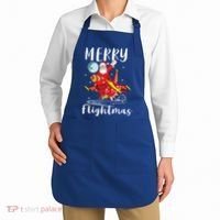 Merry Flightmas Santa Claus Pilot Flying Airplane Aviation Cool Gift Apron thumb 2
