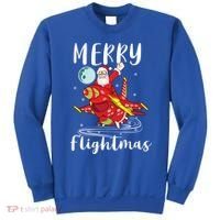 Merry Flightmas Santa Claus Pilot Flying Airplane Aviation Cool Gift Sweatshirt thumb 0