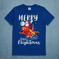 Merry Flightmas Santa Claus Pilot Flying Airplane Aviation Cool Gift T-Shirt thumb 5