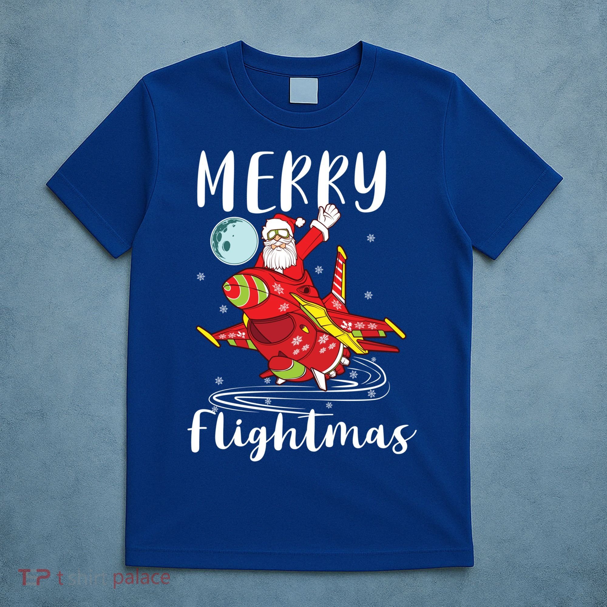 Merry Flightmas Santa Claus Pilot Flying Airplane Aviation Cool Gift T-Shirt
