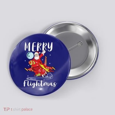Merry Flightmas Santa Claus Pilot Flying Airplane Aviation Cool Gift Button