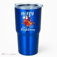 Merry Flightmas Santa Claus Pilot Flying Airplane Aviation Cool Gift Tumbler thumb 0