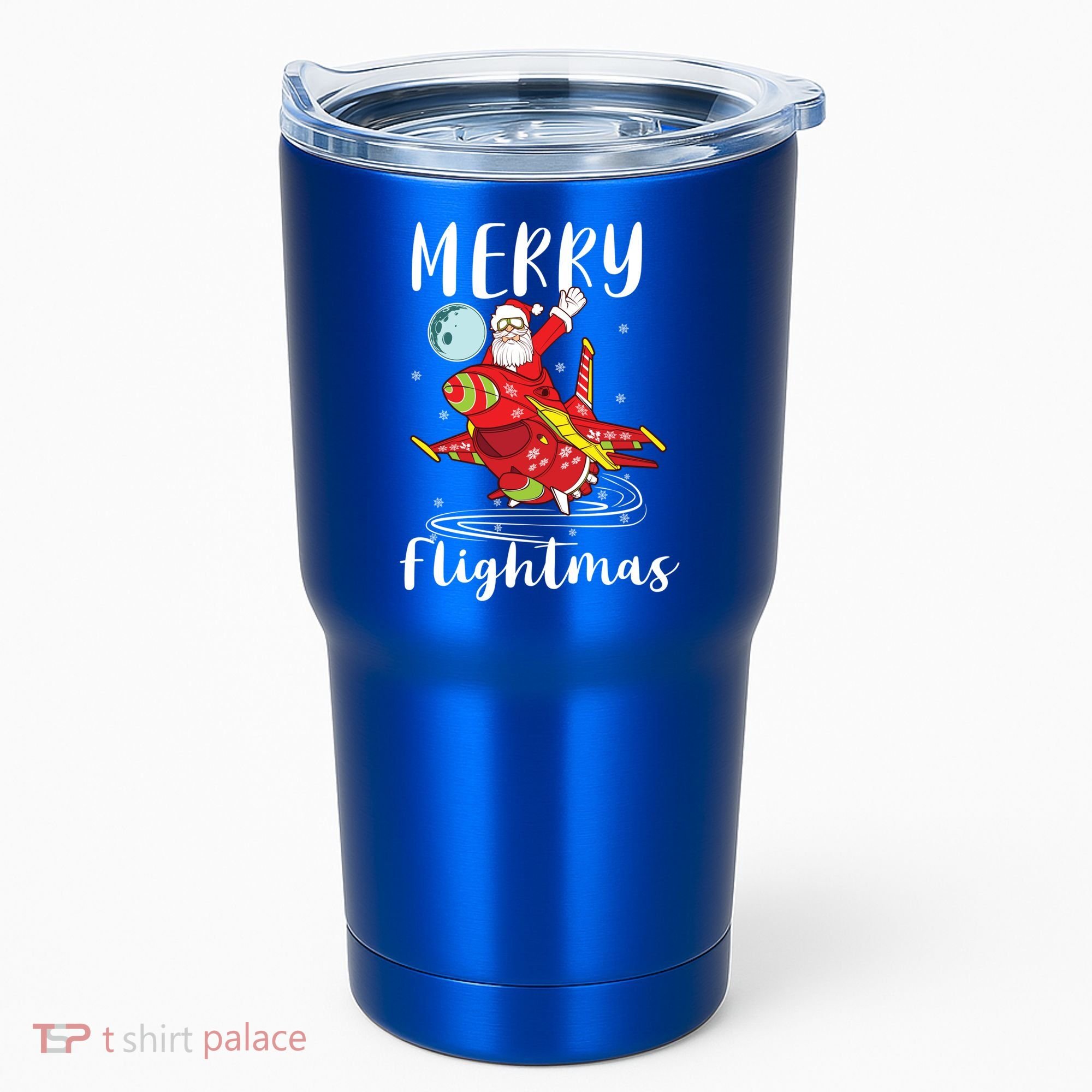 Merry Flightmas Santa Claus Pilot Flying Airplane Aviation Cool Gift Tumbler