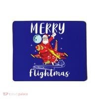 Merry Flightmas Santa Claus Pilot Flying Airplane Aviation Cool Gift Mousepad thumb 0