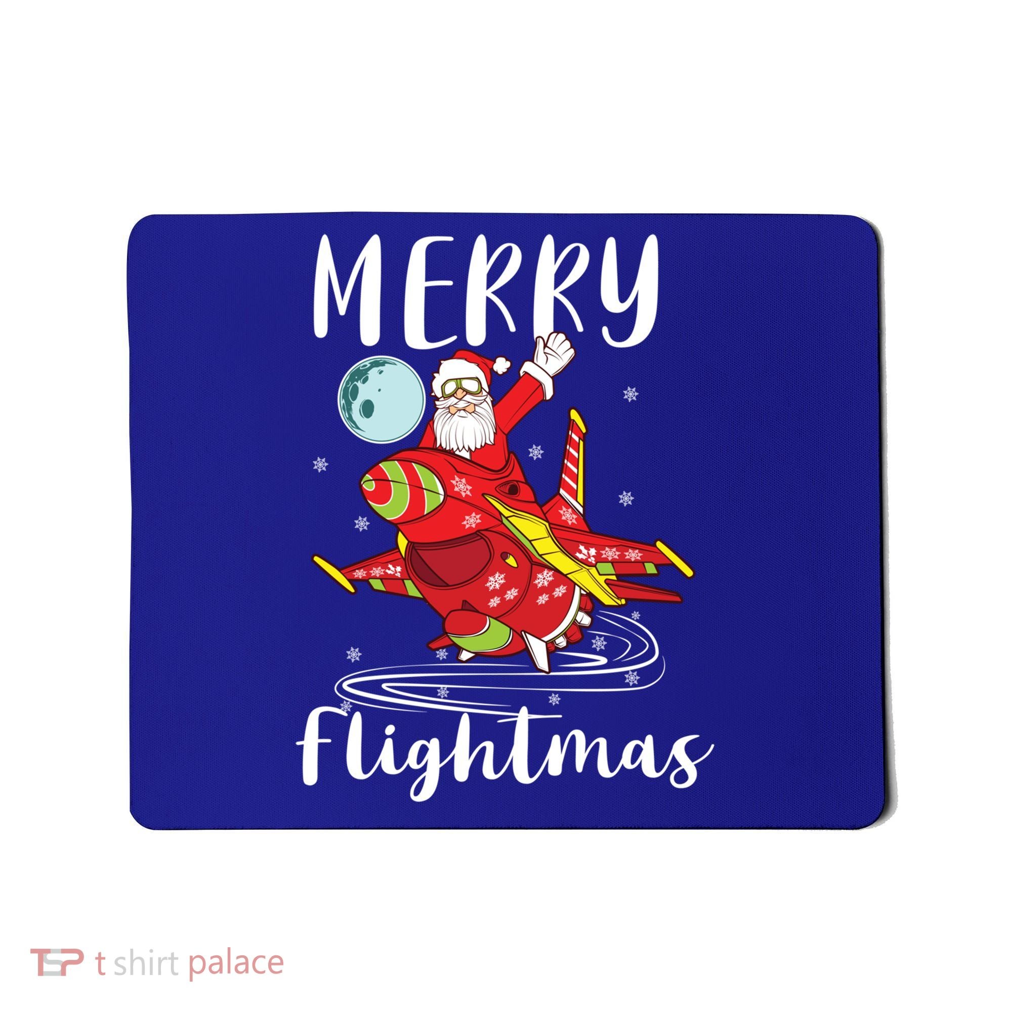 Merry Flightmas Santa Claus Pilot Flying Airplane Aviation Cool Gift Mousepad