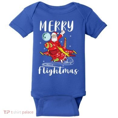 Merry Flightmas Santa Claus Pilot Flying Airplane Aviation Cool Gift Baby Bodysuit