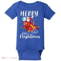 Merry Flightmas Santa Claus Pilot Flying Airplane Aviation Cool Gift Baby Bodysuit thumb 0