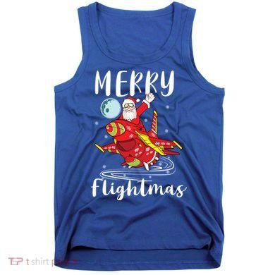 Merry Flightmas Santa Claus Pilot Flying Airplane Aviation Cool Gift Tank Top