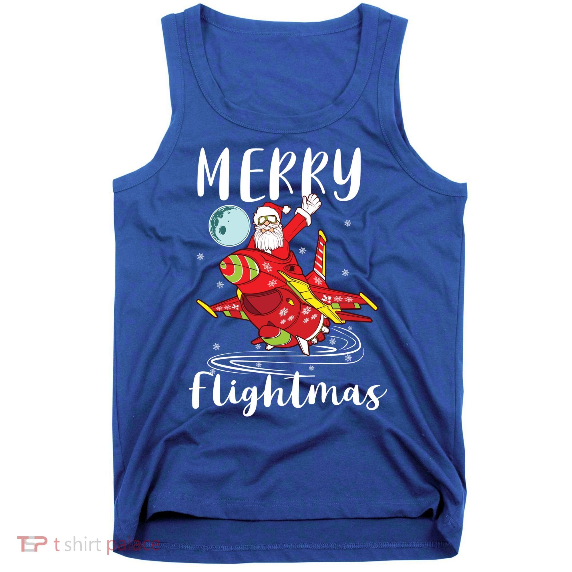 Merry Flightmas Santa Claus Pilot Flying Airplane Aviation Cool Gift Tank Top
