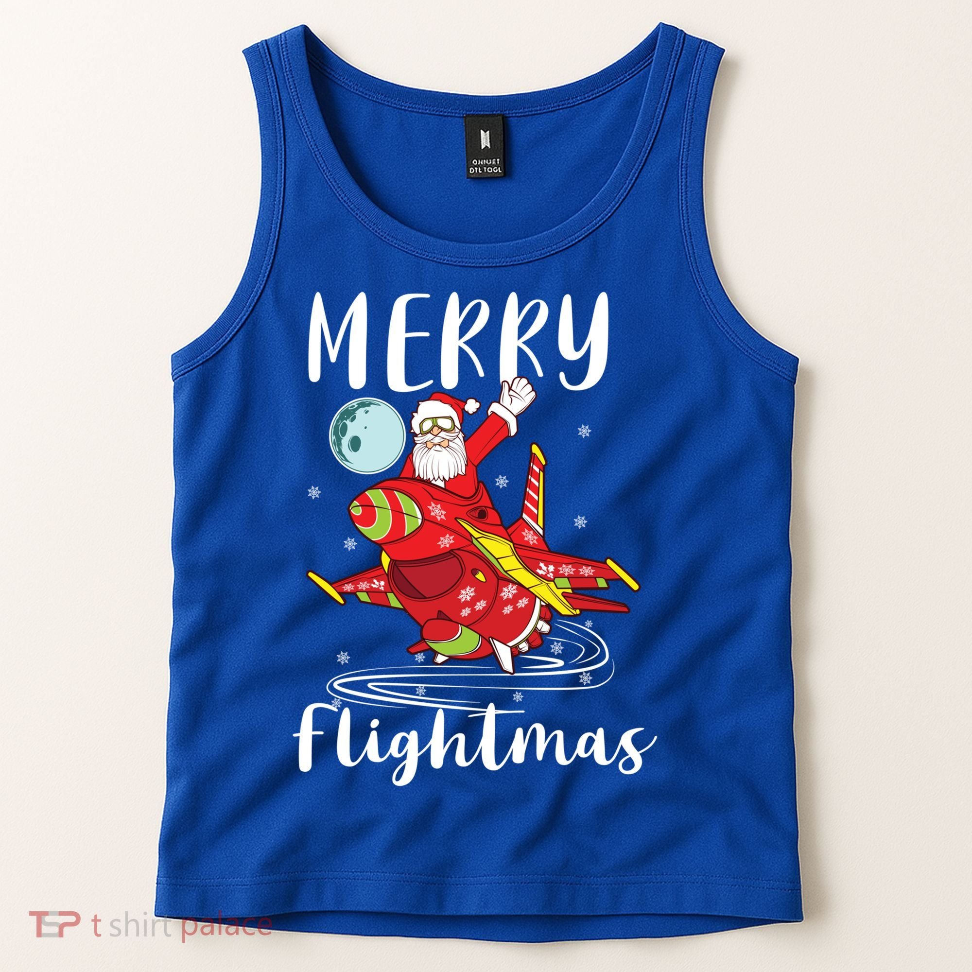 Merry Flightmas Santa Claus Pilot Flying Airplane Aviation Cool Gift Tank Top