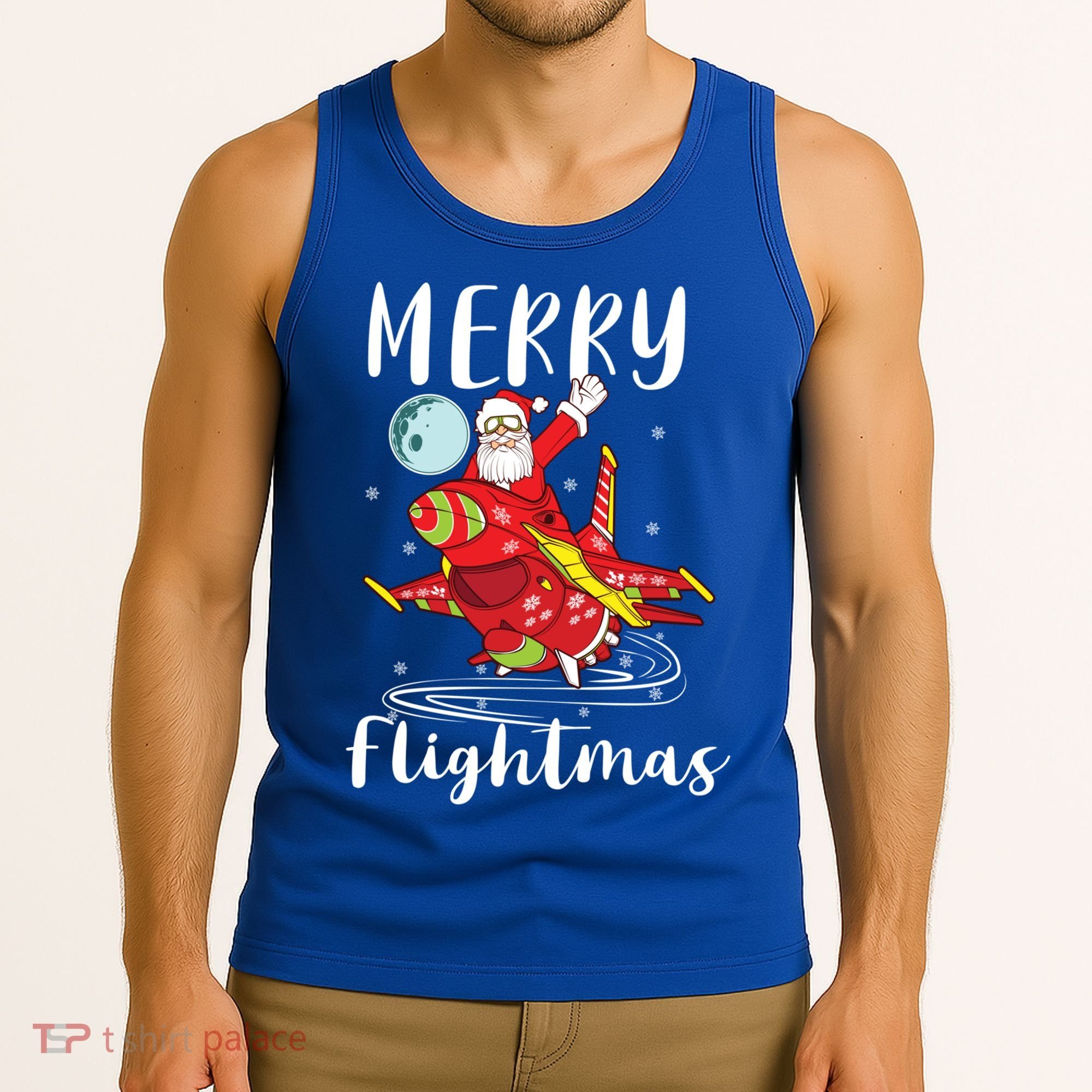 Merry Flightmas Santa Claus Pilot Flying Airplane Aviation Cool Gift Tank Top